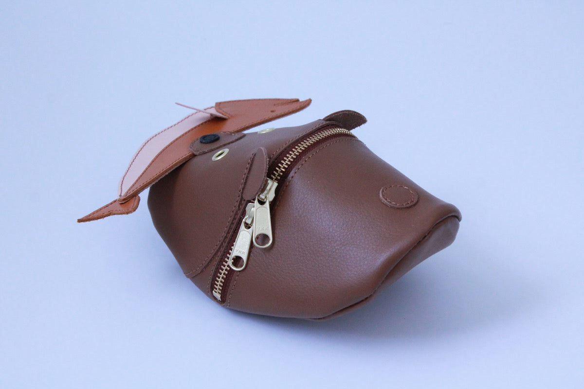 wooden carving bear pouch