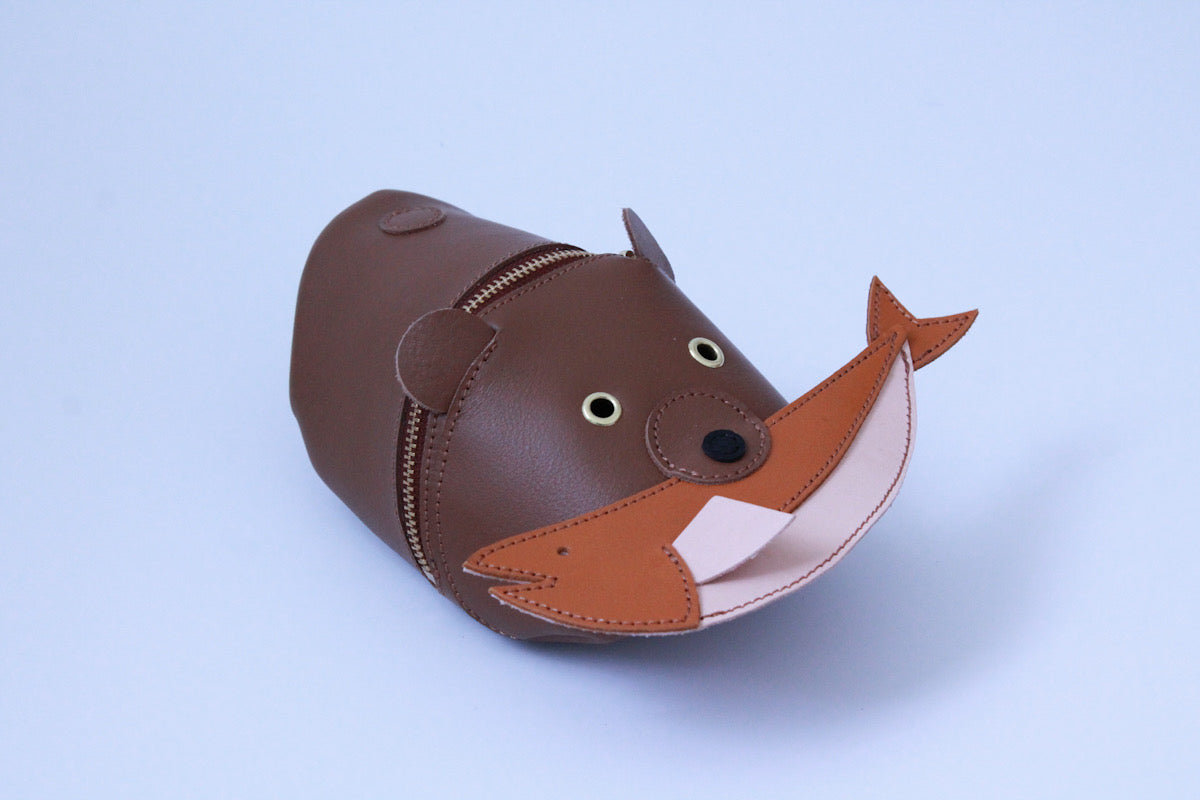 wooden carving bear pouch