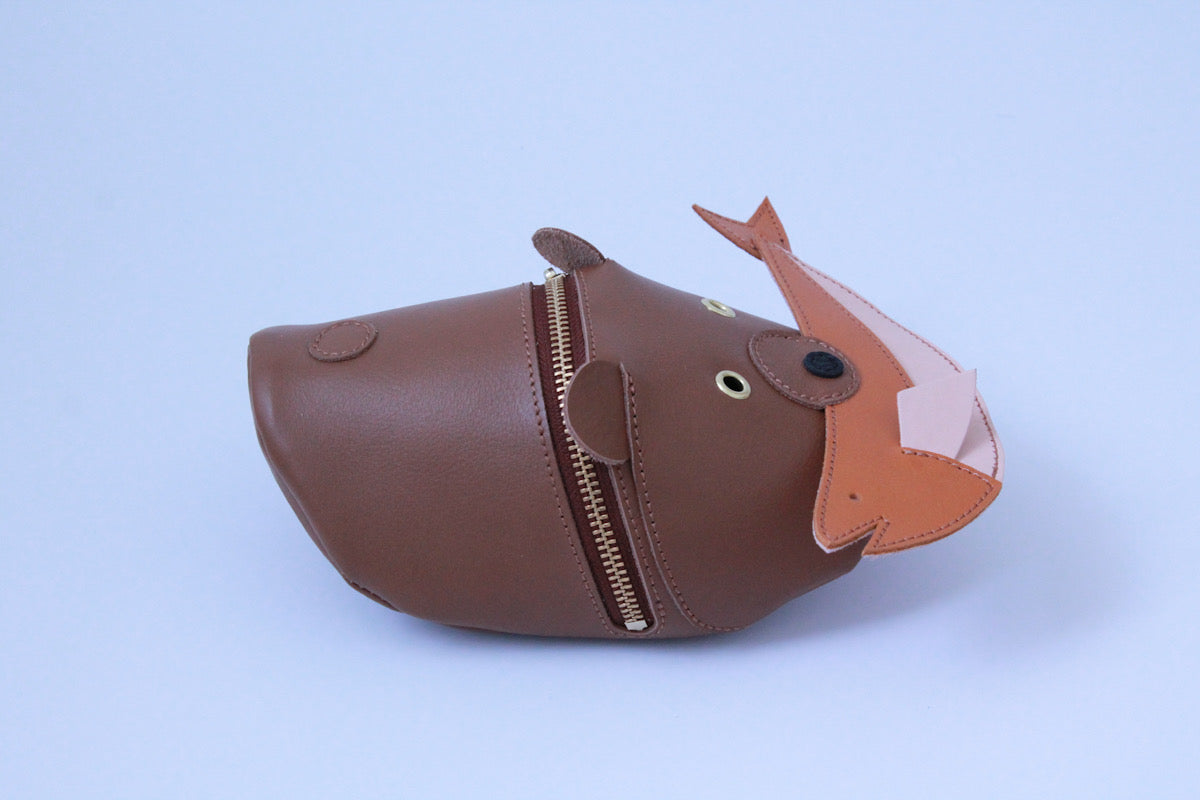 wooden carving bear pouch