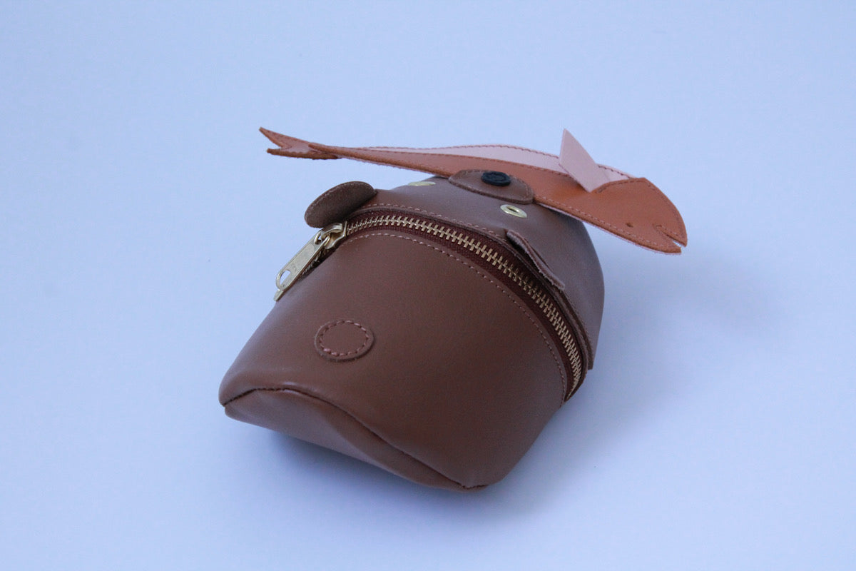 wooden carving bear pouch