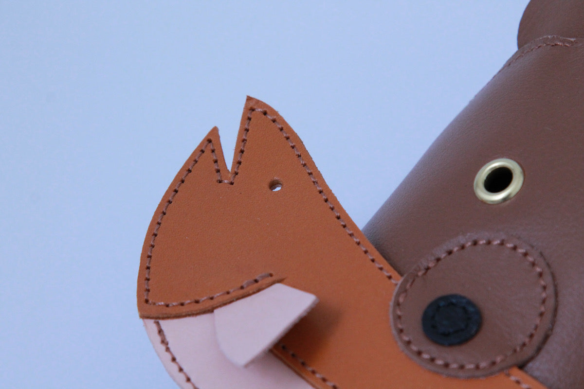 wooden carving bear pouch